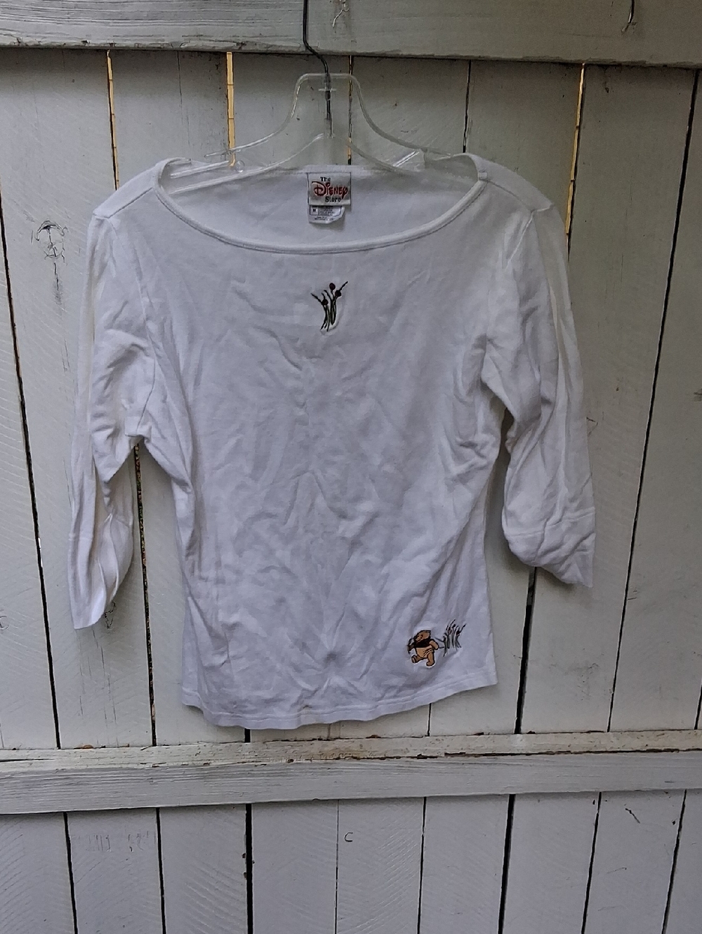 Disney White Scoop Neck Top with Small Character Embroidery